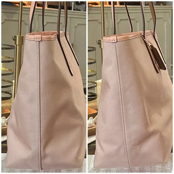 COACH Horse & Carriage Jacquard City Tote w/Leather Trim in Blush Pink, NWOT - Picture 5 of 16